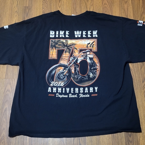 Mens 3XL 2016 Daytona Beach 75th Anniversary Long Sleeve Tee Shirt Biker C66 - Picture 2 of 6